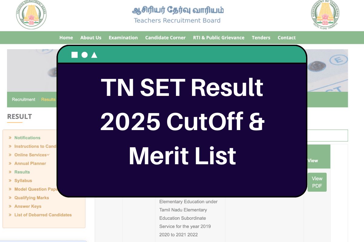 TNSET Result 2025 Available Soon: trb.tn.gov.in SET CutOff & Merit List