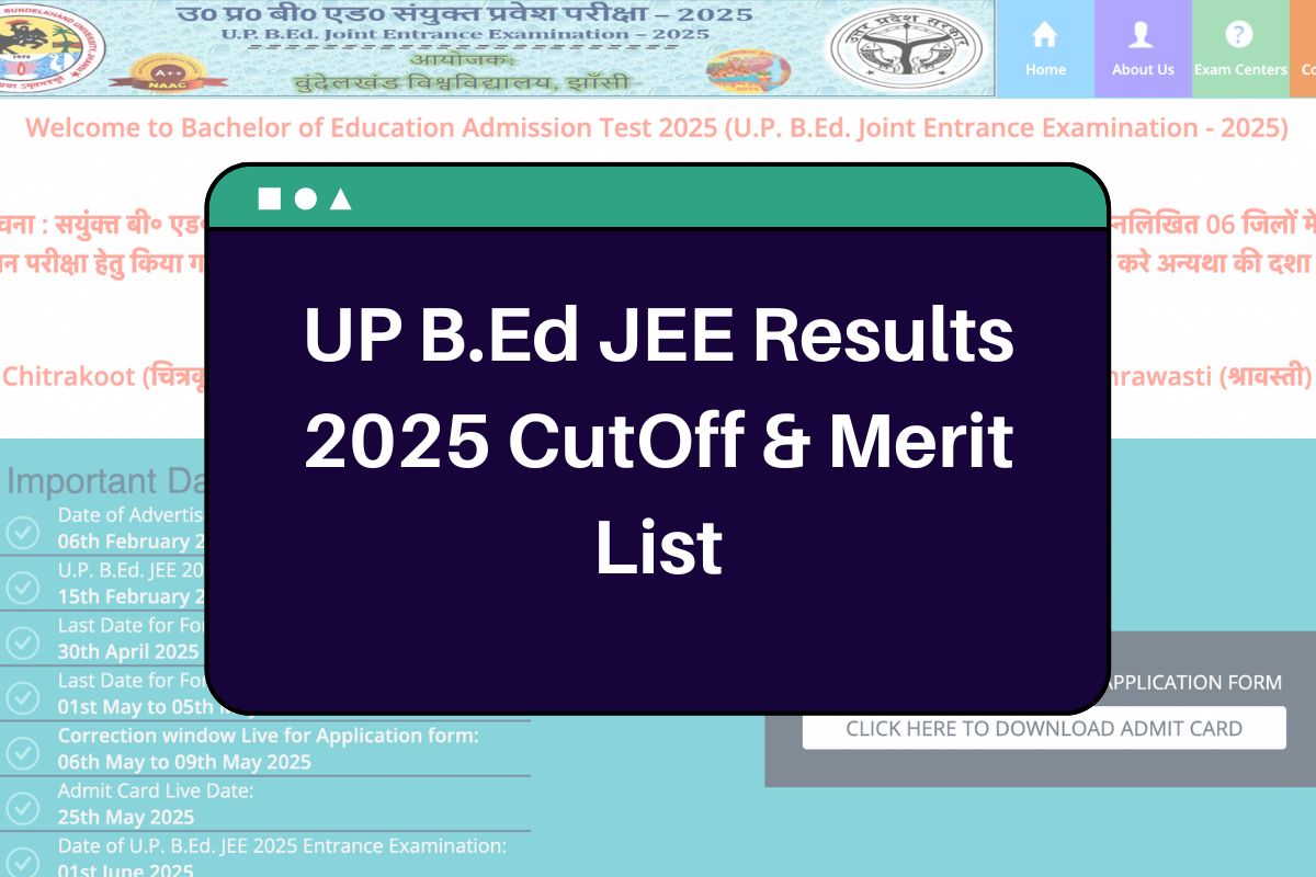 UP B.Ed JEE Results 2025: bujhansi.ac.in CutOff & Merit List